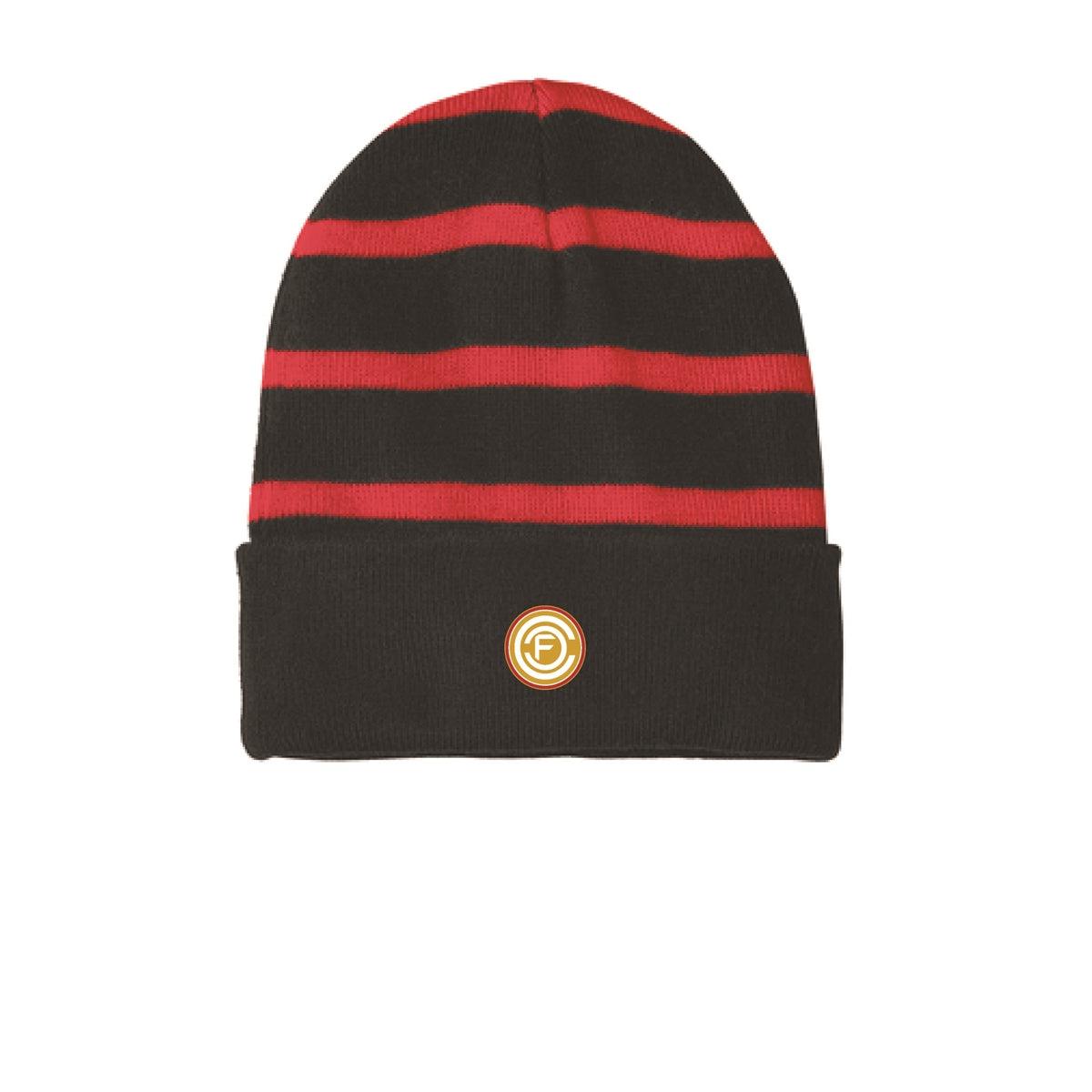 Striped Beanie with Solid Band