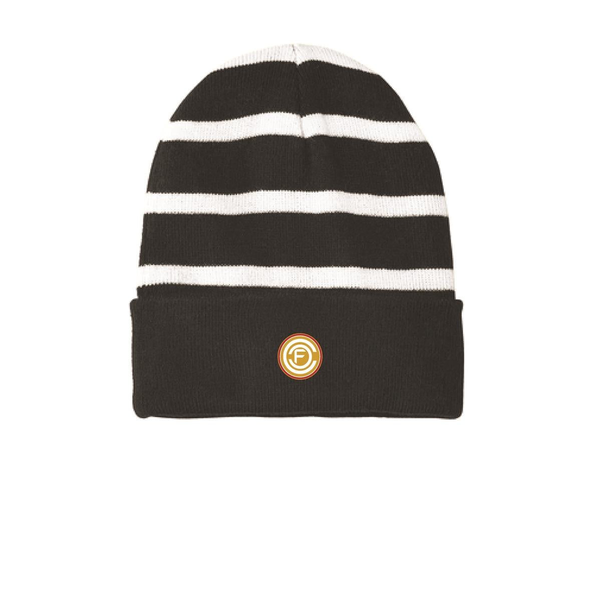 Striped Beanie with Solid Band