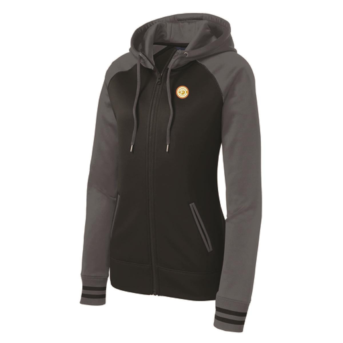 Womens Varsity Fleece Full-Zip Hooded Jacket