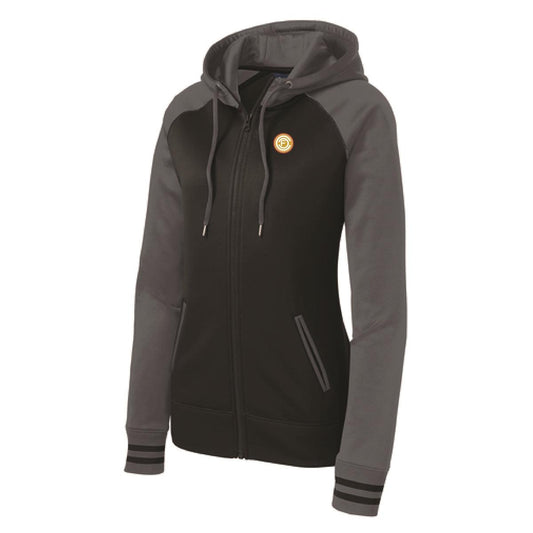 Womens Varsity Fleece Full-Zip Hooded Jacket