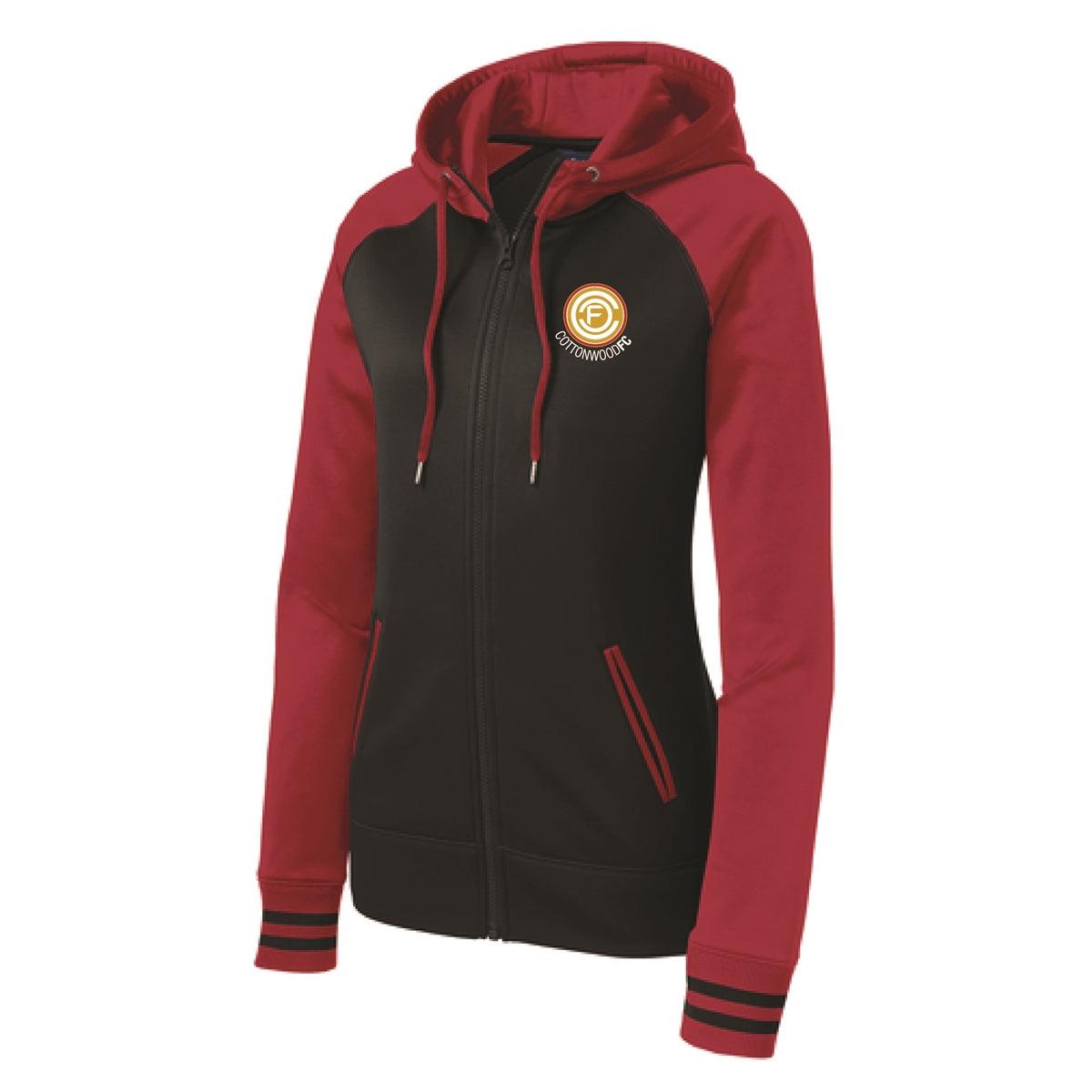 Womens Varsity Fleece Full-Zip Hooded Jacket