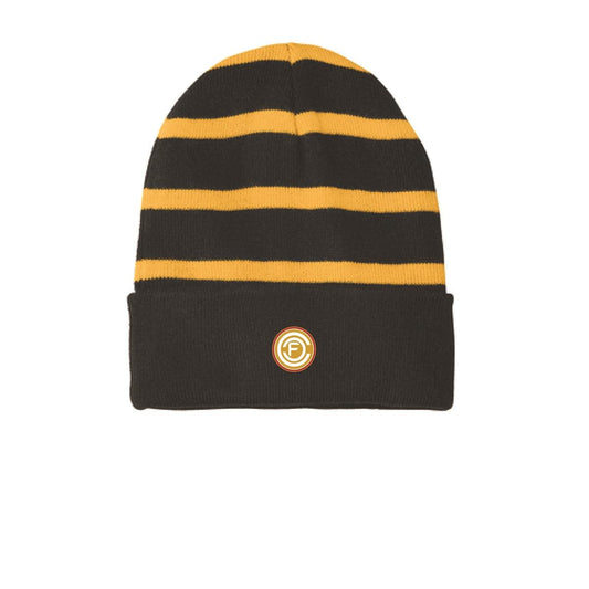 Striped Beanie with Solid Band